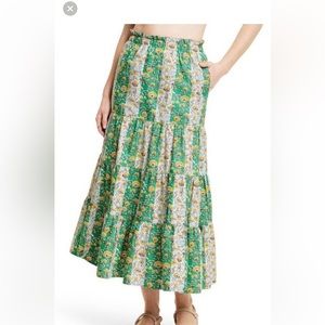 Rhode Target Green Maxi Cotton Skirt Medium